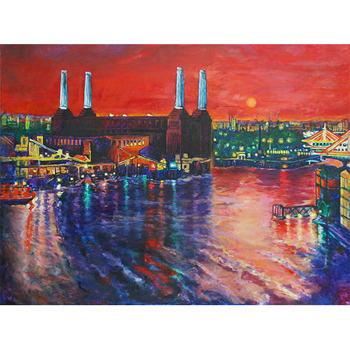 Red Sunset Over Battersea Power Station