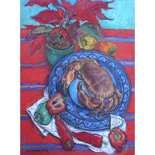 Crab and Christmas Poinsettia